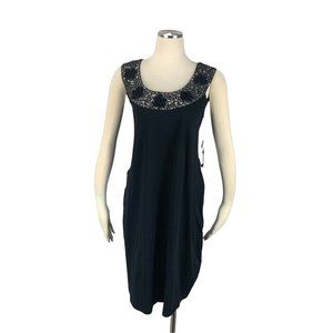 Peter Nygard Small NWT Dress Black Sleeveless Rhinestone Party Knee Length